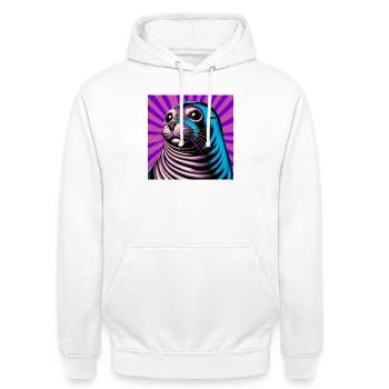 seal - Unisex Hoodie - white - Front - AI Model Male 185 dark (185cm) & AI Model Female 172 dark (172cm)