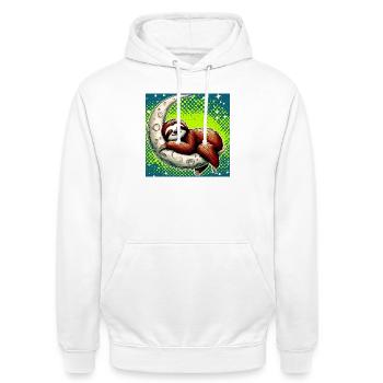 La paresse dort sur la Lune - Sweat-shirt à capuche unisexe - blanc - Devant - AI Model Male 185 dark (185cm) & AI Model Female 172 dark (172cm)