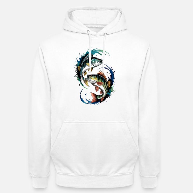 Pêche à la perche - Sweat-shirt à capuche unisexe - blanc
