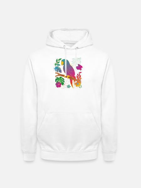 Bunter Papagei im Tropen Design - Unisex Hoodie - Weiß