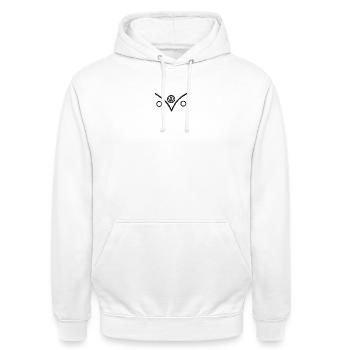 Volkswagen VW Bulli Outlines Vorne Schwarz Stick - Unisex Hoodie - Weiß - Vorne - AI Model Male 185 dark (185cm) & AI Model Female 172 dark (172cm)