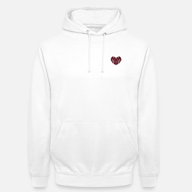 Morhjerte brodert rødt - Unisex-hettegenser - hvit