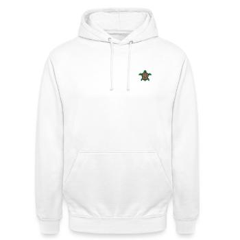 Tortue brodée - Sweat-shirt à capuche unisexe - blanc - Devant - AI Model Male 185 dark (185cm) & AI Model Female 172 dark (172cm)