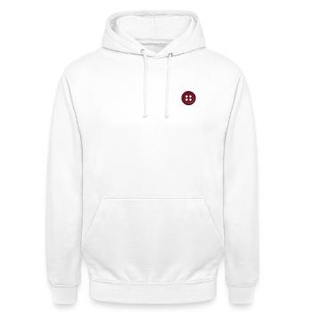 Embroidered button - Unisex Hoodie - white - Front - AI Model Male 185 dark (185cm) & AI Model Female 172 dark (172cm)