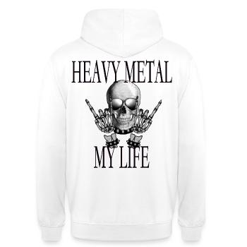 Heavy Metal My Life Skull Rock Design - Unisex Hoodie - Weiß - Hinten - AI Model Male 185 dark (185cm)