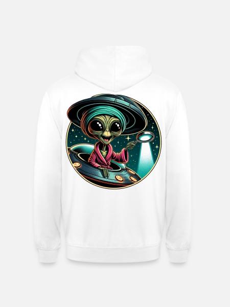 Alien detective in UFO light - Unisex Hoodie - white