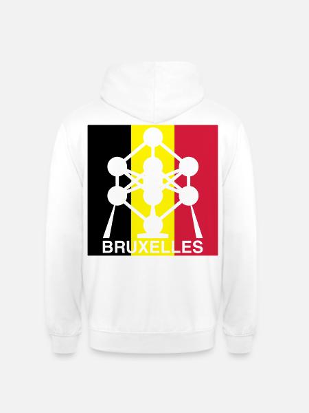 Atomium Brussels – Belgian Flag Square Design - Unisex Hoodie - white