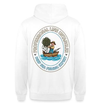 Experten-Emblem für Tiefseefischerei - Unisex Hoodie - Weiß - Hinten - AI Model Male 185 dark (185cm)