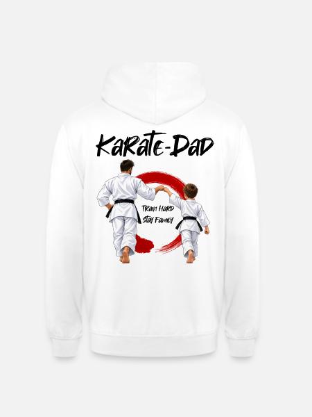 Karate Dad mit Sohn - Unisex Hoodie - Weiß