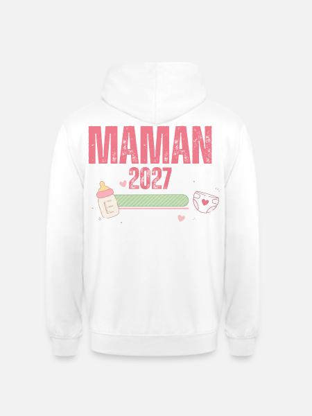 Mutter 2027 Schwangerschaftsankündigung – Werdende Mutter - Unisex Hoodie - Weiß