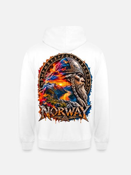 Norwegischer Wikinger Sonnenuntergang - Unisex Hoodie - Weiß