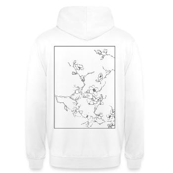 Floral Design Kirschblüten Outline Schwarz - Unisex Hoodie - Weiß - Hinten - AI Model Male 185 dark (185cm)