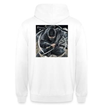 Nuit de combat contre les Ninja Shadows - Sweat-shirt à capuche unisexe - blanc - Dos - AI Model Male 185 dark (185cm)