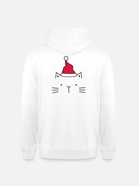 Cat Santa Claus Christmas hat Christmas - Unisex Hoodie - white
