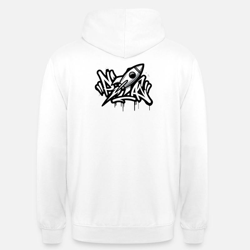 Fusée graffiti en noir et blanc - Sweat-shirt à capuche unisexe - blanc