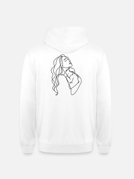 Mama & Baby Line Art - Unisex Hoodie - Weiß