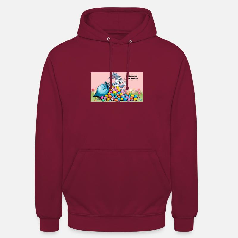 Yes, it's already Easter today - Easter bunny with eggs - Unisex Hoodie - bordeaux
