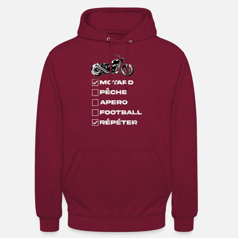 Design motard - Sweat-shirt à capuche unisexe - bordeaux