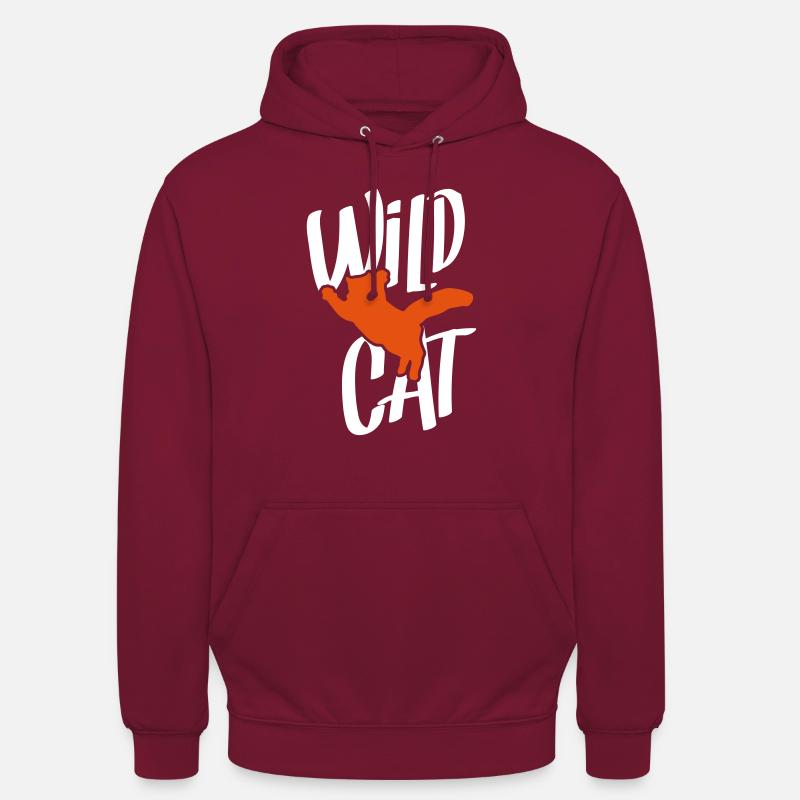 chat silhouette chat sauvage - Sweat-shirt à capuche unisexe - bordeaux