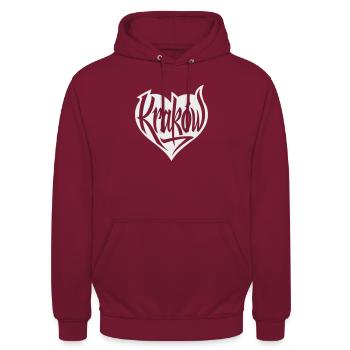 Krakau, Krakow Herz Graffiti - Unisex Hoodie - Bordeaux - Vorne - Alina (178cm) & Michal (187cm)