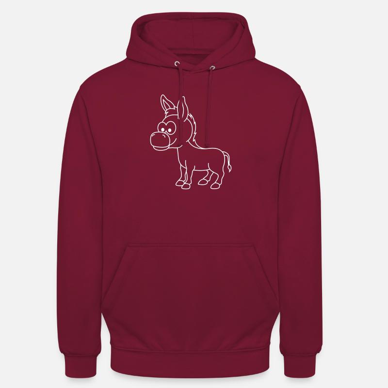 Âne Comic Animal - Sweat-shirt à capuche unisexe - bordeaux