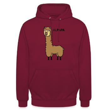 Alpaga comme papa - Sweat-shirt à capuche unisexe - bordeaux - Devant - Alina (178cm) & Michal (187cm)