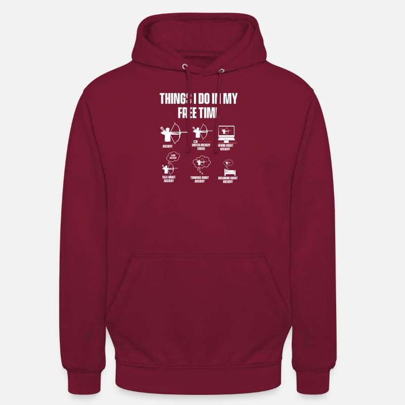 Archery - Bow Hunter Design Archery Arrow - Felpa con cappuccio unisex - rosso bordeaux
