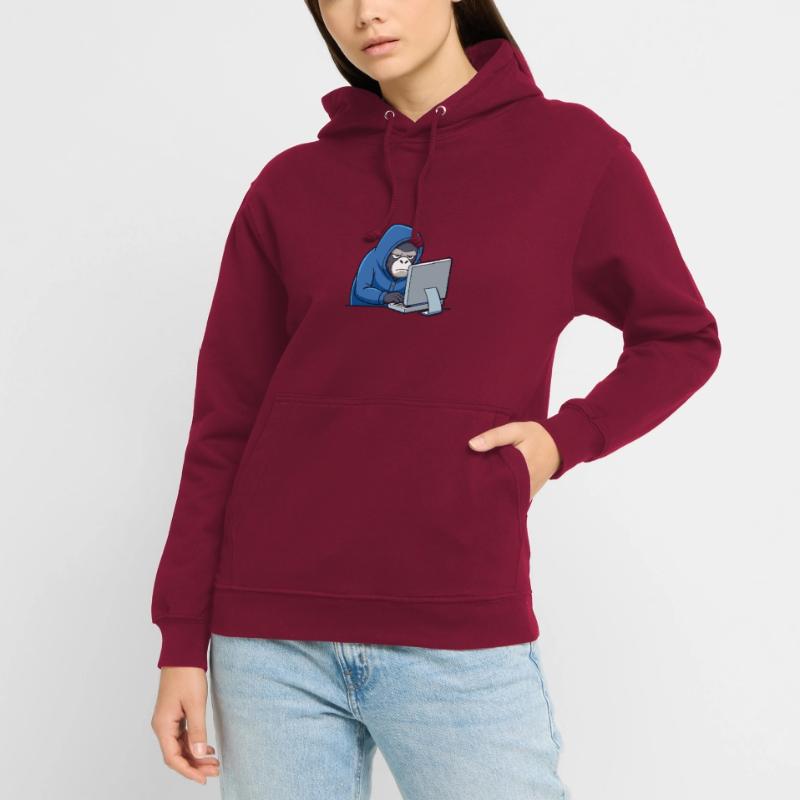 Mignon gorille hacker en sweat à capuche devant le PC Sweat-shirt à capuche unisexe