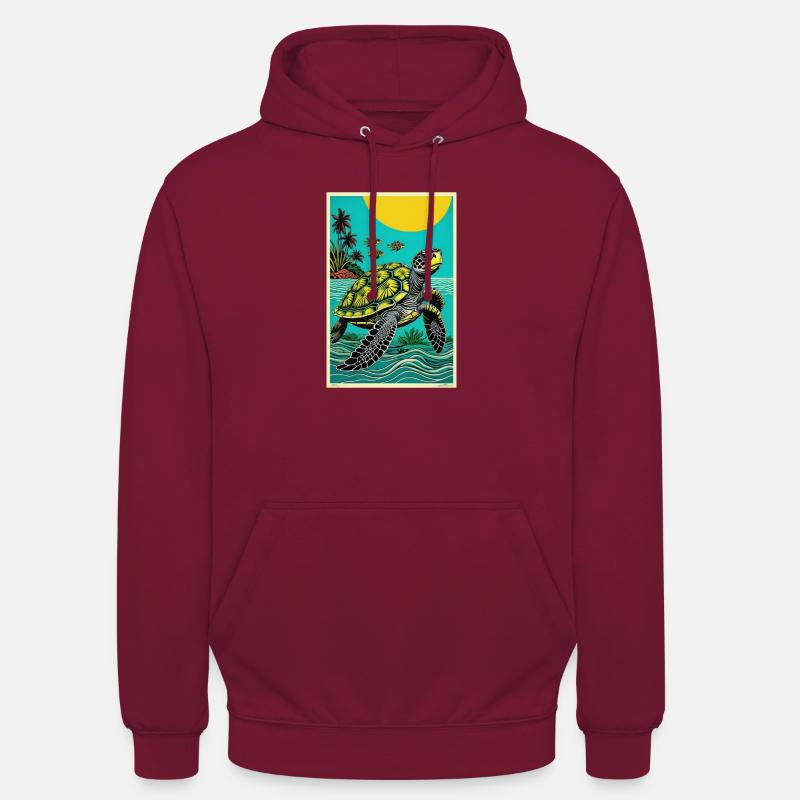 Cool Turtle Retro Design - Sweat-shirt à capuche unisexe - bordeaux