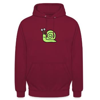 Schnecke 5.3 - Unisex Hoodie - Bordeaux - Vorne - Alina (178cm) & Michal (187cm)