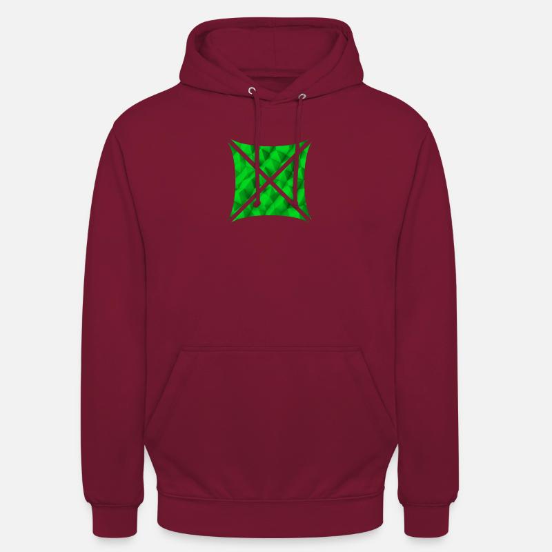 Conception de polygone abstrait vert - Sweat-shirt à capuche unisexe - bordeaux