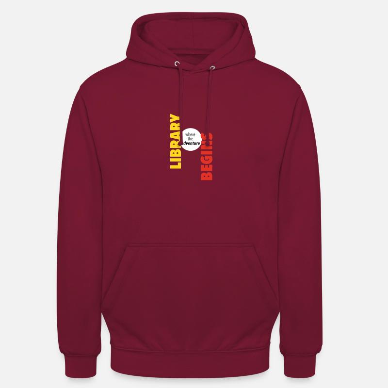 L’aventure commence dans votre bibliothèque - Sweat-shirt à capuche unisexe - bordeaux