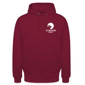 The Adventure Begins Custom Camper Nugget Design - Unisex Hoodie - Bordeaux - Vorne - Alina (178cm) & Michal (187cm)