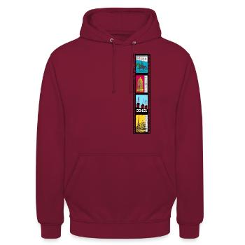 Stadtansichten Hannover Set 04 - Unisex Hoodie - Bordeaux - Vorne - Alina (178cm) & Michal (187cm)