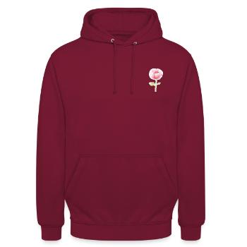 Rose Aquarell Artwork - Unisex Hoodie - Bordeaux - Vorne - Alina (178cm) & Michal (187cm)