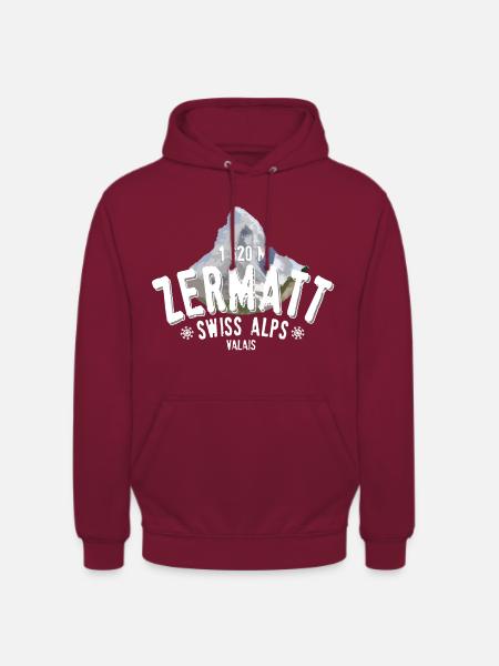 Zermatt Schweizer Alpen - Unisex Hoodie - Bordeaux