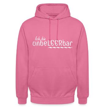Wortklauberei - Ich bin unbeLEERbar 2 - Unisex Hoodie - Pink - Vorne - Alina (178cm) & Michal (187cm)