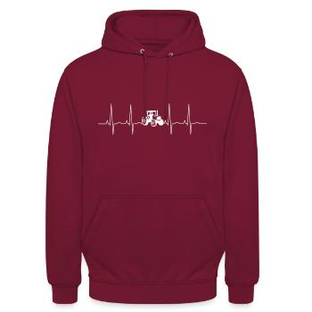 Herzschlag Bauer Landwirt Trecker Traktor Geschenk - Unisex Hoodie - Bordeaux - Vorne - Alina (178cm) & Michal (187cm)