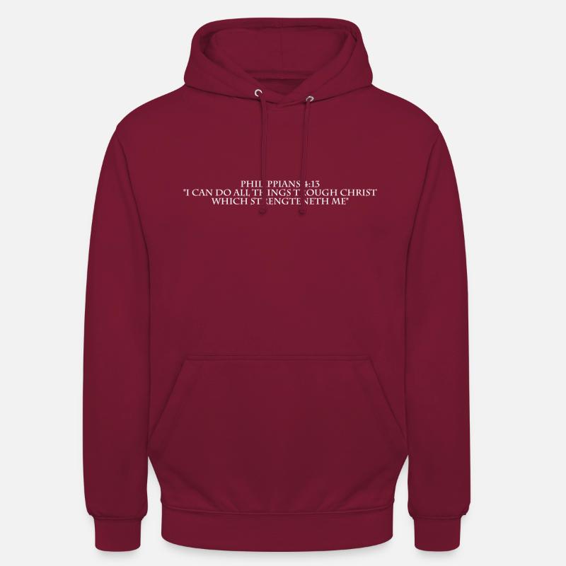 Philippiens 4:13 lettres blanches - Sweat-shirt à capuche unisexe - bordeaux