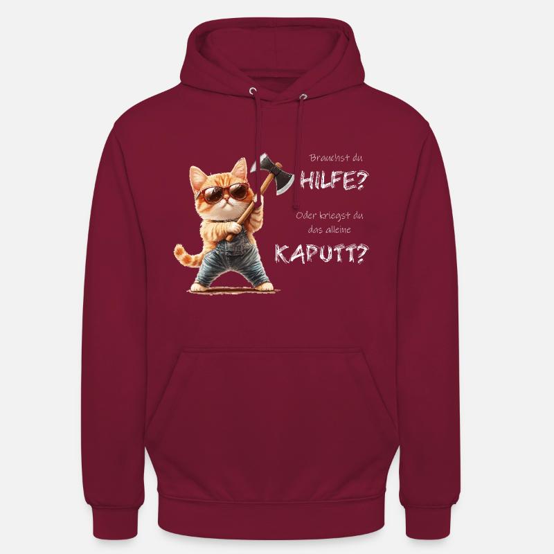 Cat Help Broken Alone - Unisex Hoodie - bordeaux