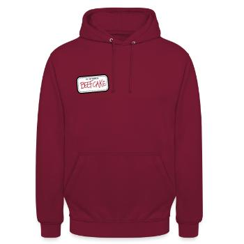 Muskelprotz - Unisex Hoodie - Bordeaux - Vorne - Alina (178cm) & Michal (187cm)