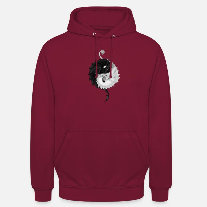 Dragons Yin Yang - Sweat-shirt à capuche unisexe - bordeaux