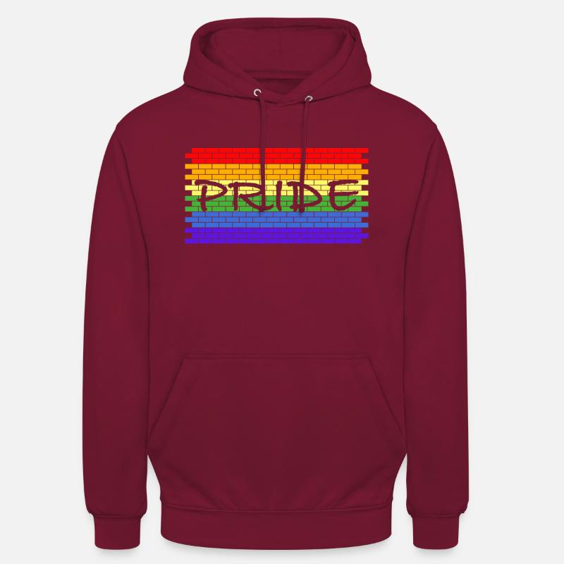 Fierté | Mur, Brique, Gay, Gay - Sweat-shirt à capuche unisexe - bordeaux