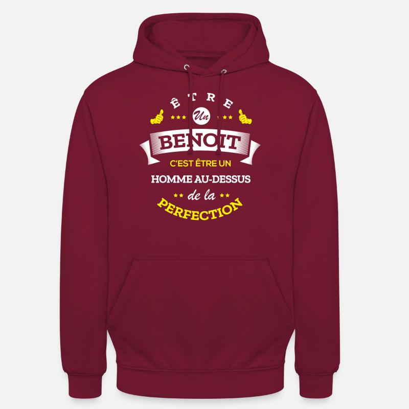 BENOIT PARFAIT - NOM BENOIT - Sweat-shirt à capuche unisexe - bordeaux