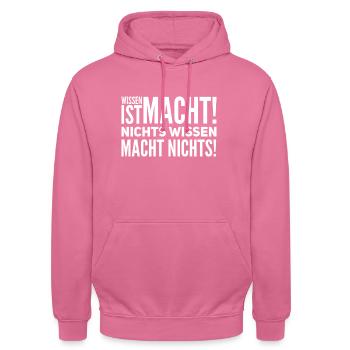 Wissen ist Macht - Unisex Hoodie - Pink - Vorne - Alina (178cm) & Michal (187cm)