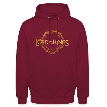 Le Seigneur Des Anneaux Logo Et Inscription - Sweat-shirt à capuche unisexe - bordeaux - Devant - Alina (178cm) & Michal (187cm)