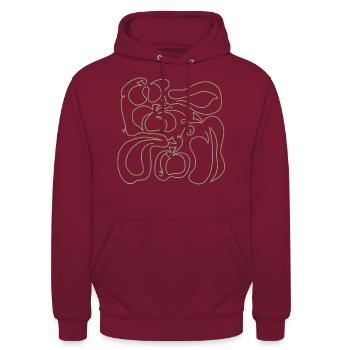 Kürbis Pumpkin Lineart grün - Unisex Hoodie - Bordeaux - Vorne - Alina (178cm) & Michal (187cm)