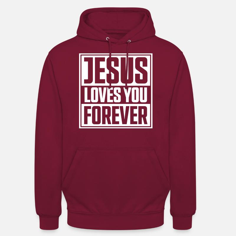 Jésus t'aime - Sweat-shirt à capuche unisexe - bordeaux
