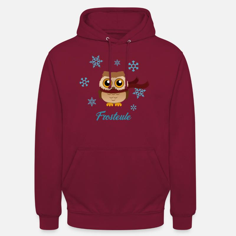 Frosteule Frostbeule eule mit schal - Unisex Hoodie - Bordeaux