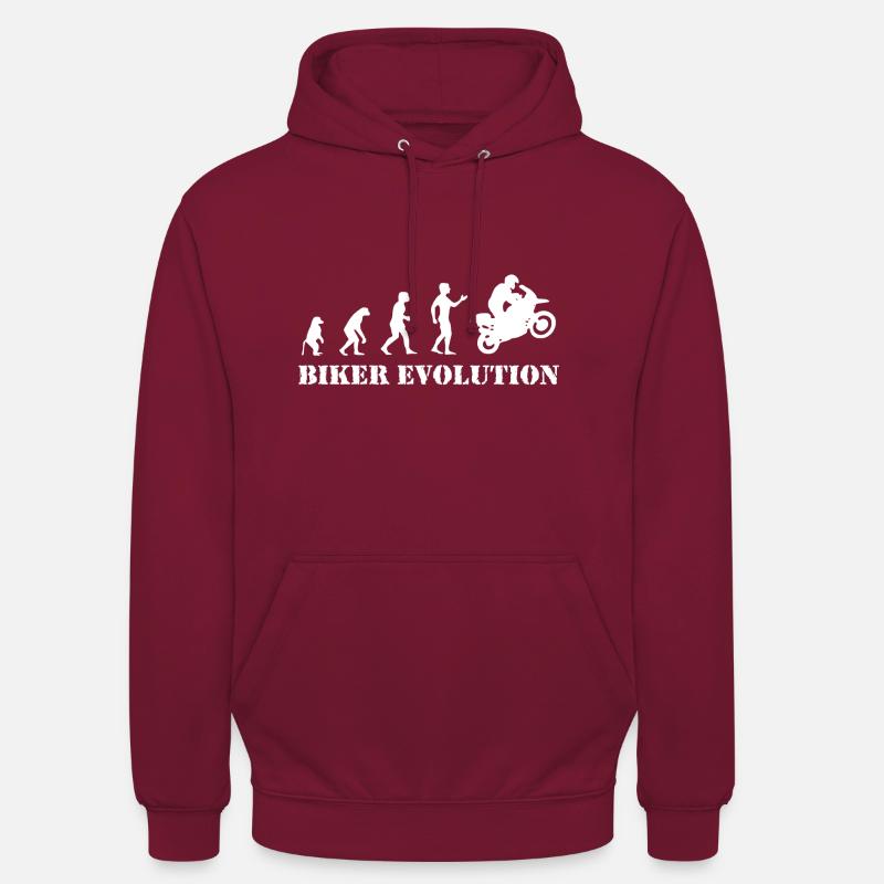 Biker Evolution Motorrad Motorradfahrer - Unisex Hoodie - Bordeaux